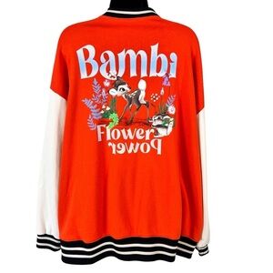 H&M Disney Divided Bambi Oversized Varsity Letterman’s Style Sweat Jacket